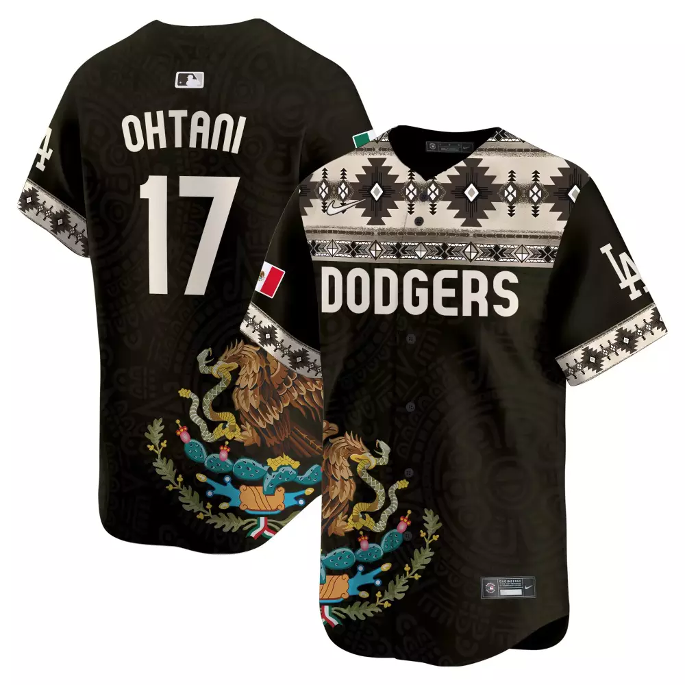 Shohei Ohtani 17 Dodgers Jersey Black Mexican Heritage Mexico Flag Men Custom Design