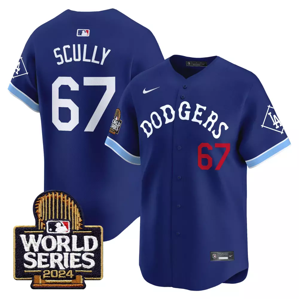 Prince Team 67 Dodgers Jersey Blue World Series 2024 Men White Red Light Stitched