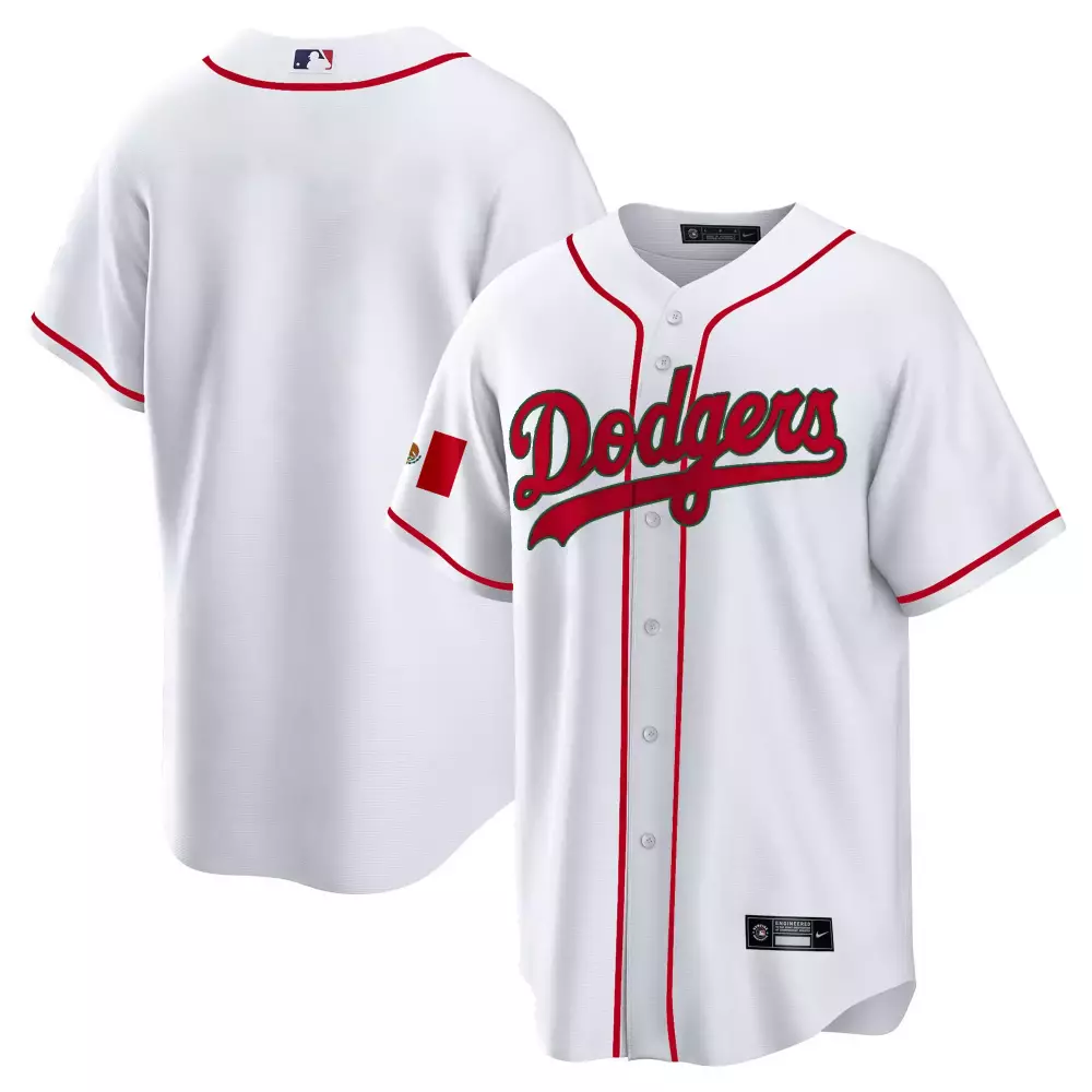 Los Angeles Dodgers Jersey White Mexico Flag Men Red Green Stitched