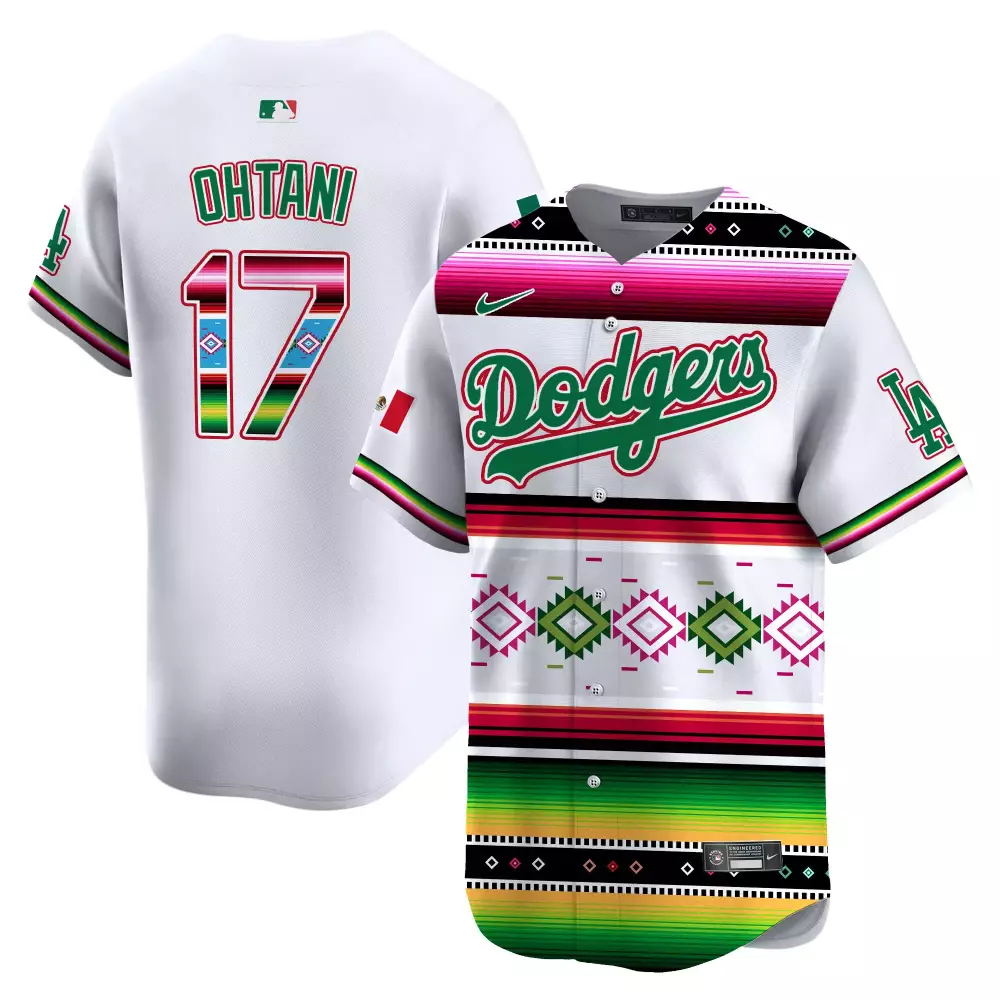 Shohei Ohtani 17 Dodgers Jersey White Mexico Flag LA Men Alternate Custom Design