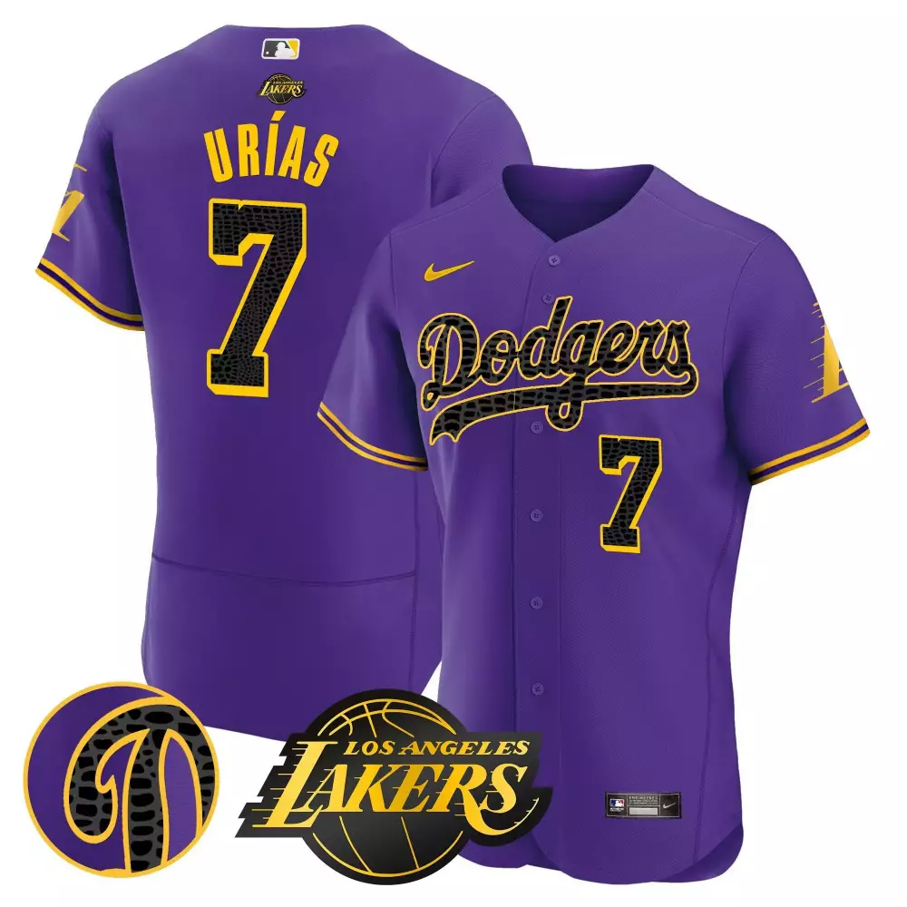 Julio Urias 7 Dodgers Jersey Purple Lakers Men Yellow Black
