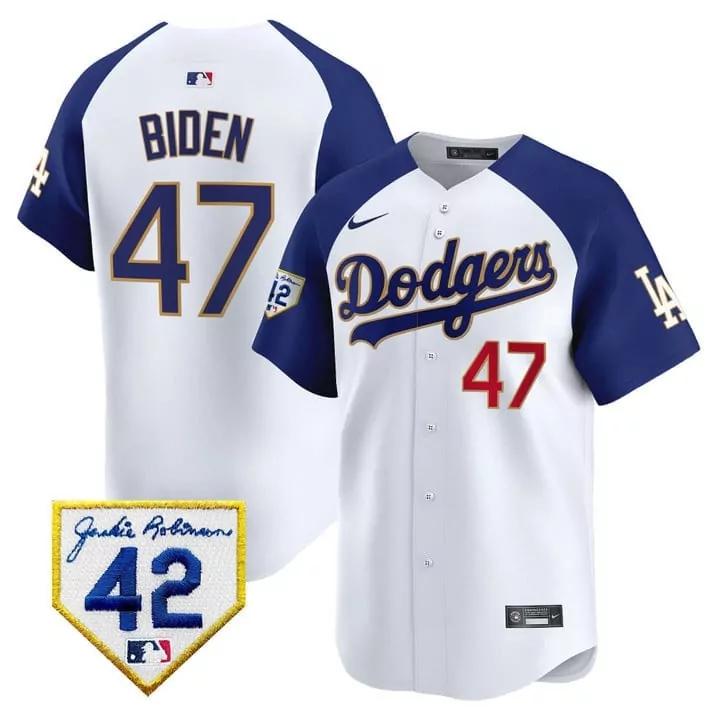 Joe Biden 47 Dodgers Jersey White Jackie Robinson Day 42 Men Blue Red Alternate Vapor