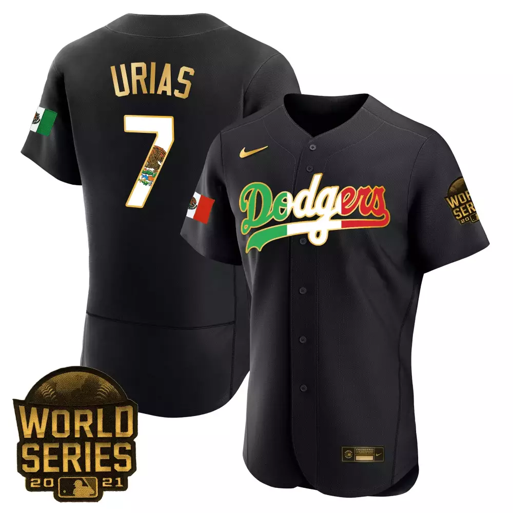 Julio Urias 7 Dodgers Jersey Black World Series 2021 Men Green White Red All Stitched