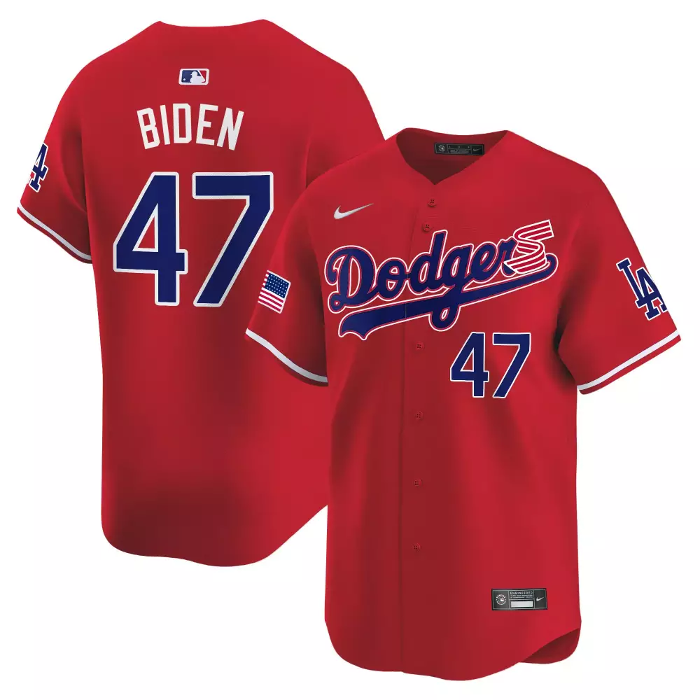 Joe Biden 47 Dodgers Jersey Red Men Blue White Vapor Premier Limited All Stitched
