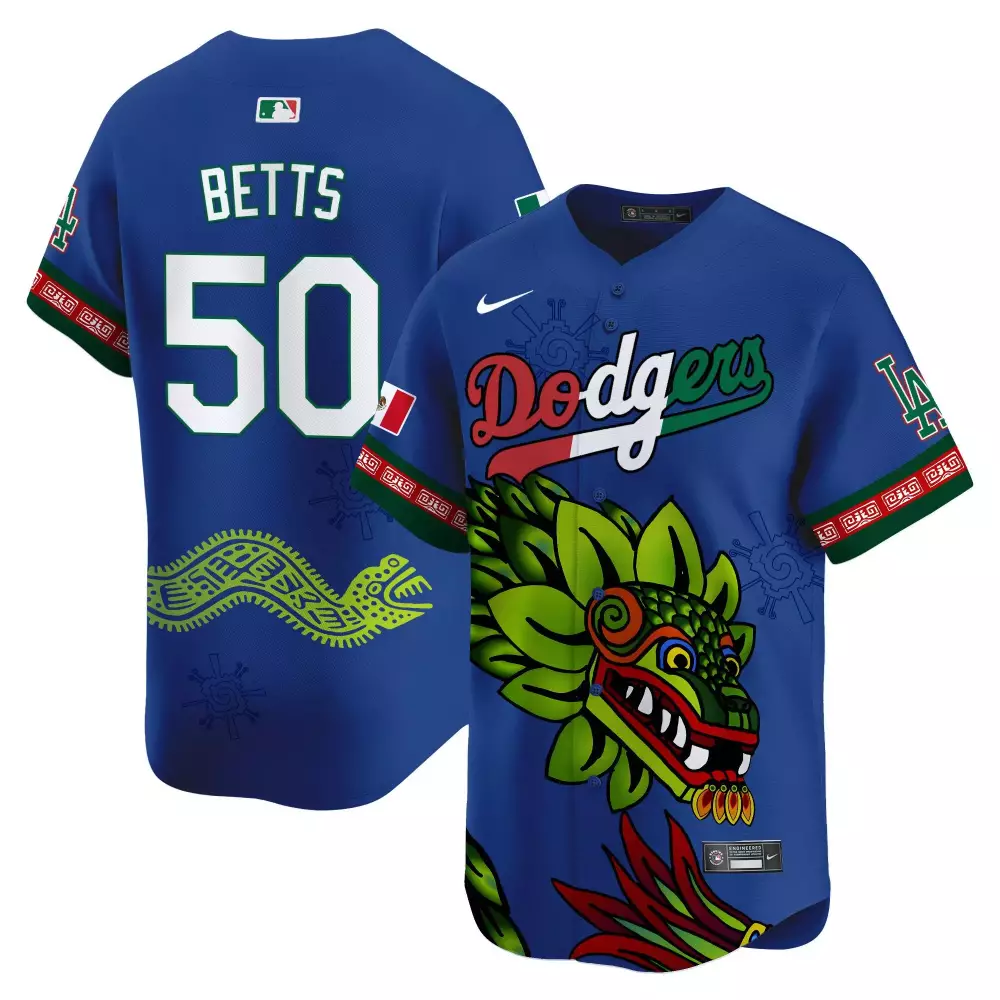 Mookie Betts 50 Dodgers Jersey Blue City Connect Men Custom Design Green Red White