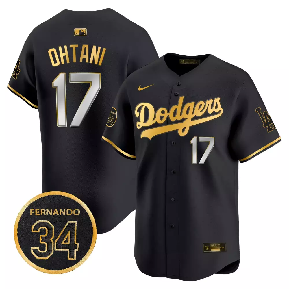 Shohei Ohtani 17 Dodgers Jersey Black LA Men Gold Silver Vapor Premier Limited All