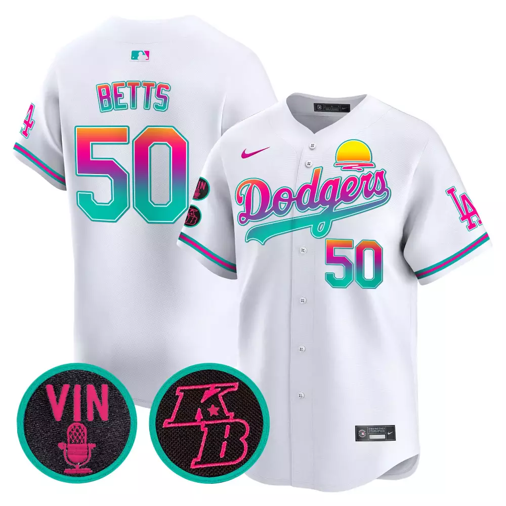 Mookie Betts 50 Dodgers Jersey White City Connect Vin Microphone Akb 2023 Men Alternate