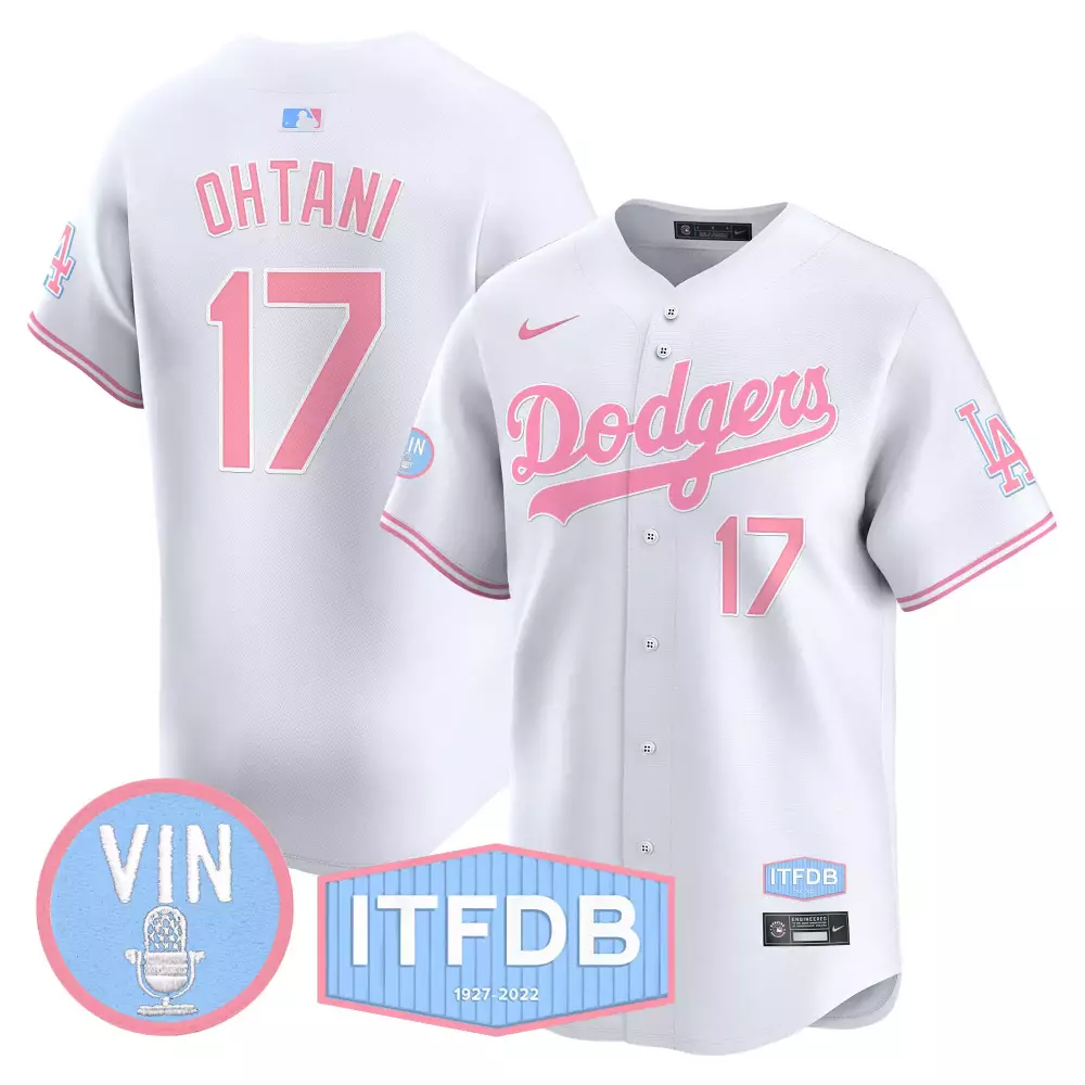 Shohei Ohtani 17 Dodgers Jersey White Men Alternate Pink Light Blue Unisex Vapor