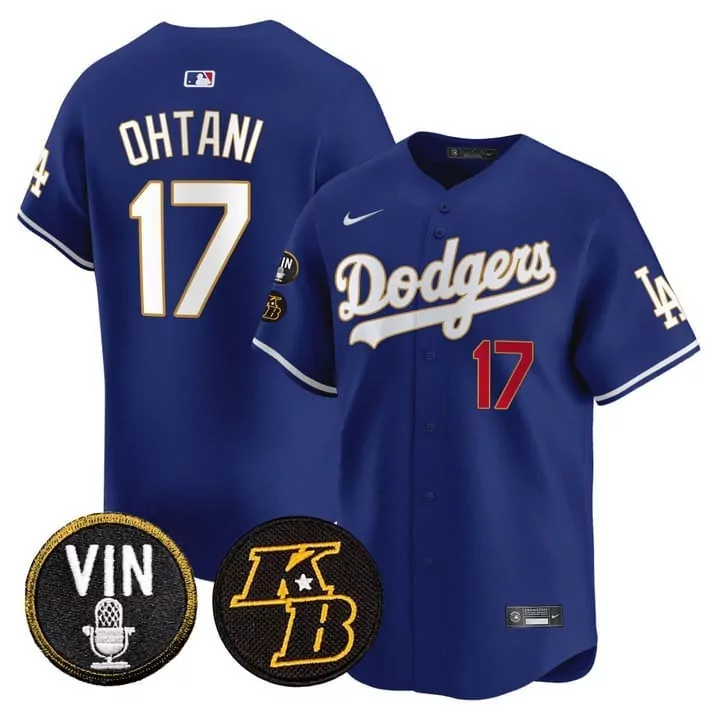 Shohei Ohtani 17 Dodgers Jersey Royal Blue Vin LA Men White Red Vapor Premier Limited