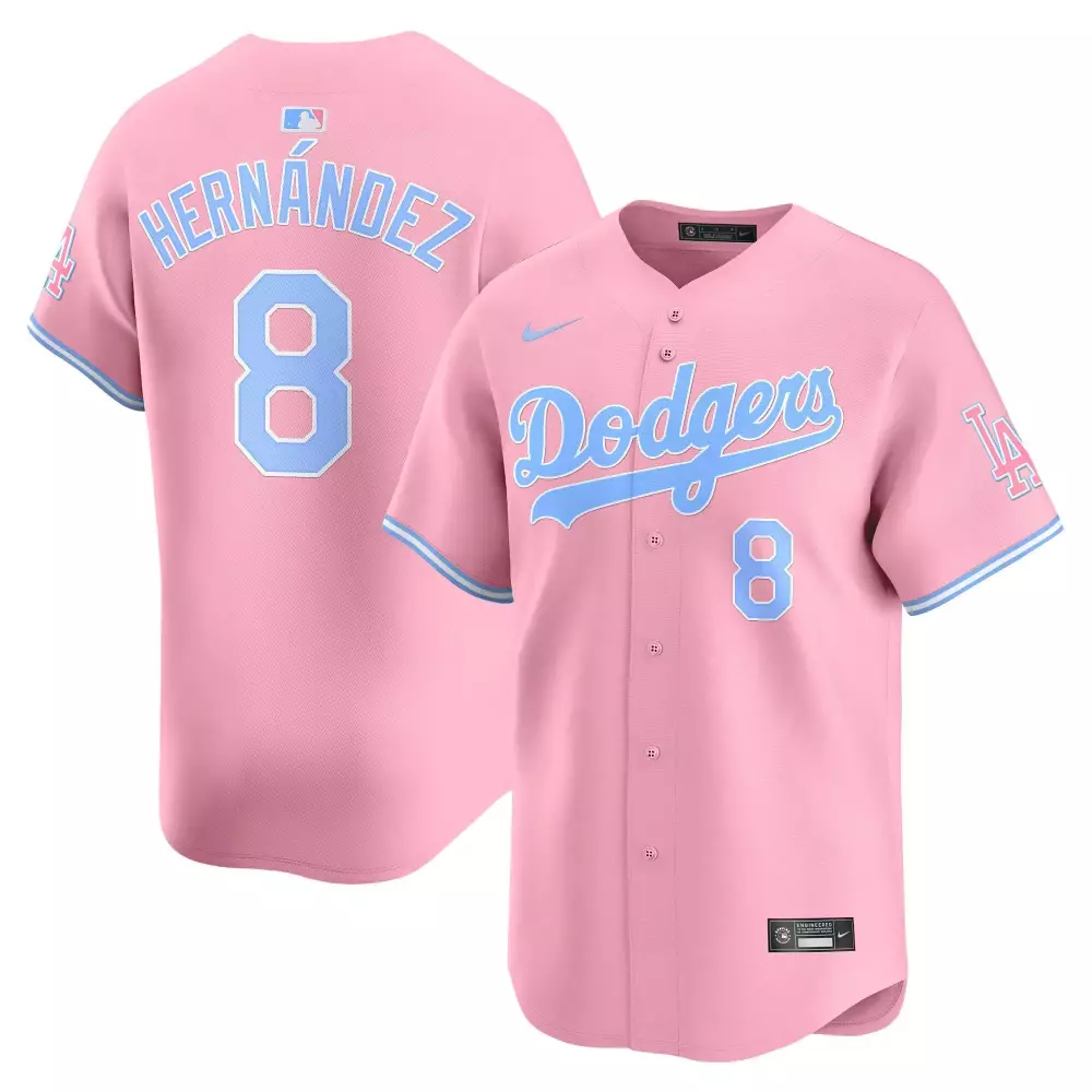 Kike Hernandez 8 Dodgers Jersey Pink Men Light Blue Unisex Vapor Premier Limited