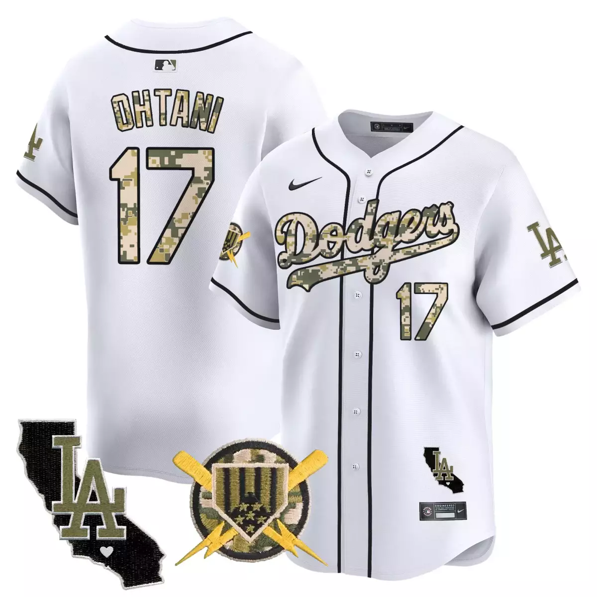 Shohei Ohtani 17 Dodgers Jersey White City Connect LA California Map Men Alternate