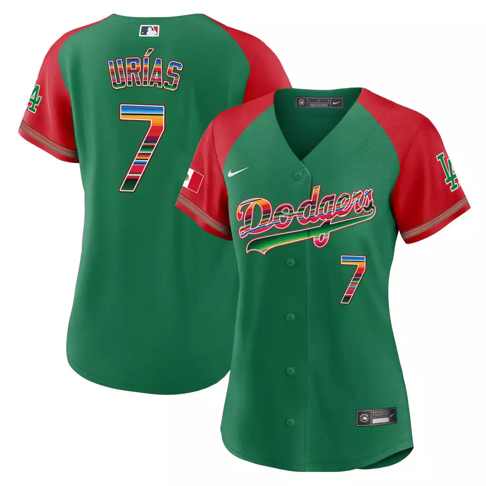 Julio Urias 7 Dodgers Jersey Green City Connect Mexico Flag 2023 Men Split Design
