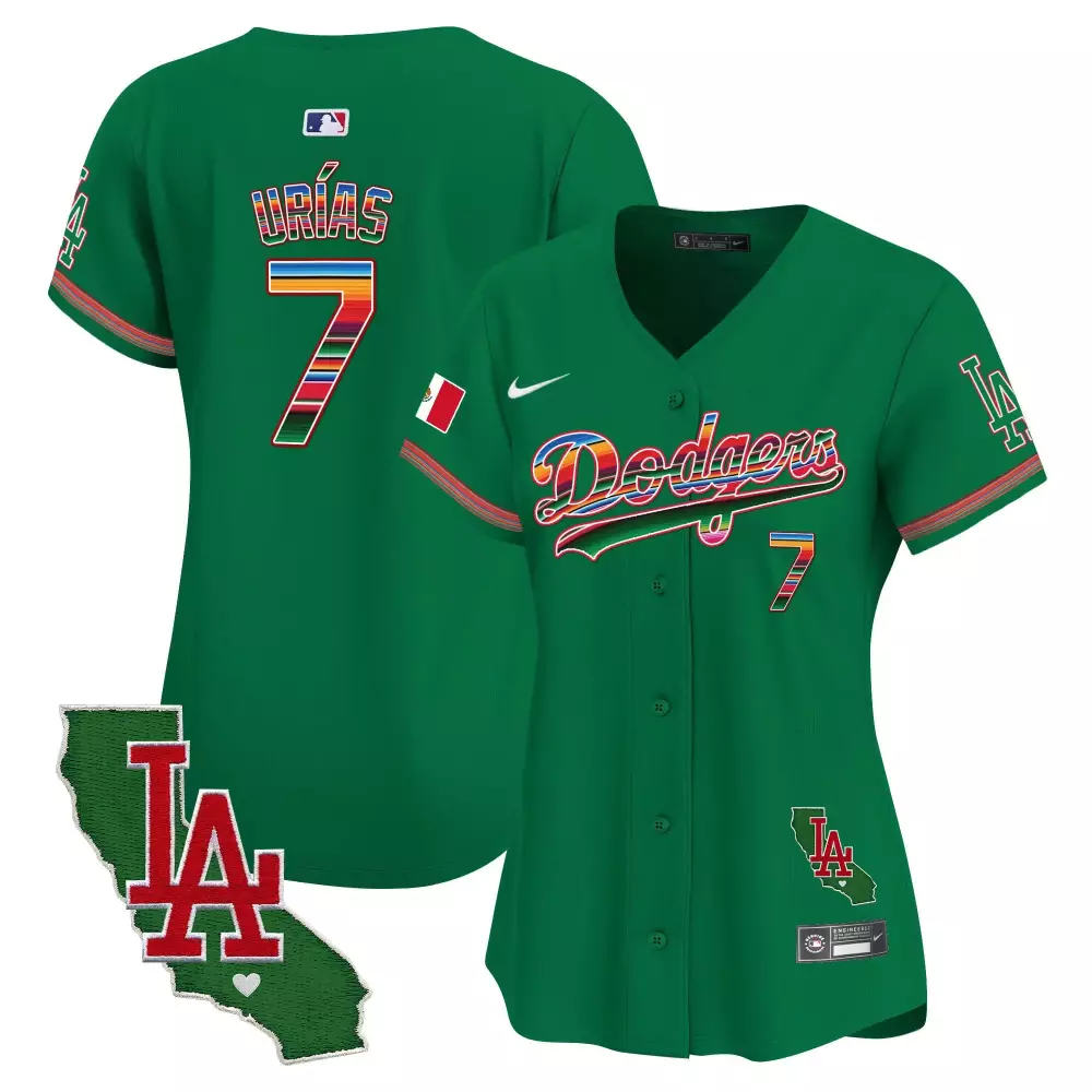 Julio Urias 7 Dodgers Jersey Green Cinco De Mayo Mexican Flag 2023 Men Button-up
