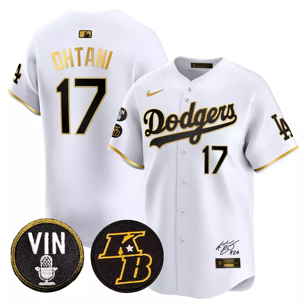 Shohei Ohtani 17 Dodgers Jersey White 2024 NBA All-star Vin Kb Men Black Gold Vapor