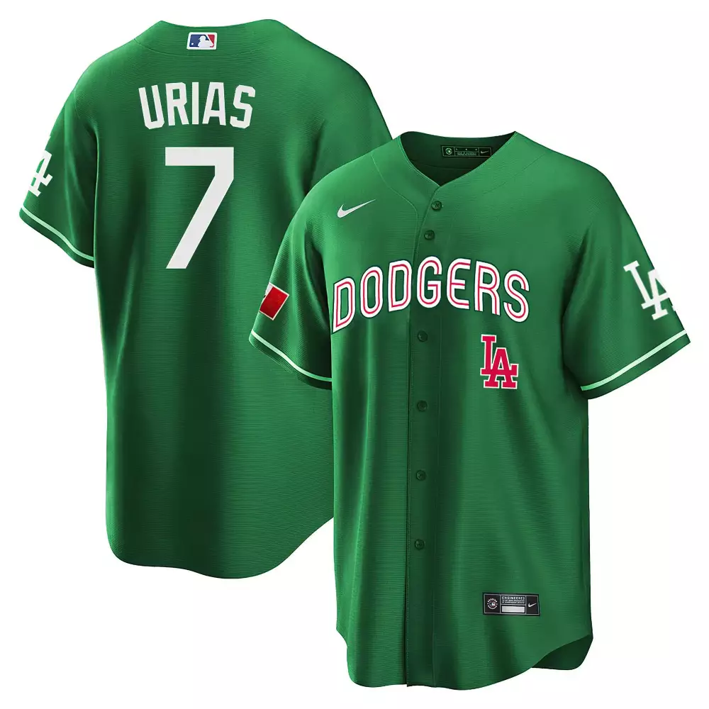 Julio Urias 7 Dodgers Jersey Green Men White Red All Stitched