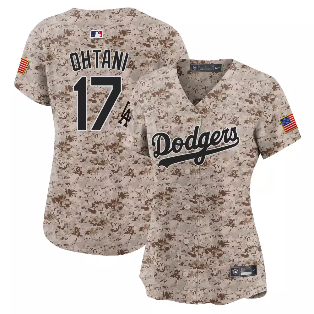 Shohei Ohtani 17 Dodgers Jersey Tan Salute To Service American Flag Men Custom Design