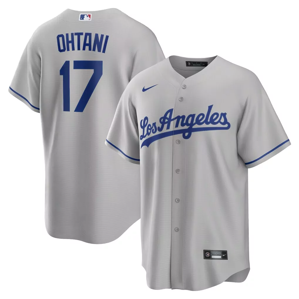 Shohei Ohtani 17 Jersey Gray Los Angeles Dodgers Men Replica Blue Away