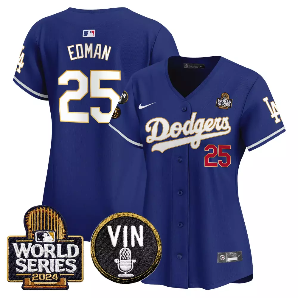 Tommy Edman 25 Dodgers Jersey Blue World Series 2024 Vin Men Replica White Red Vapor