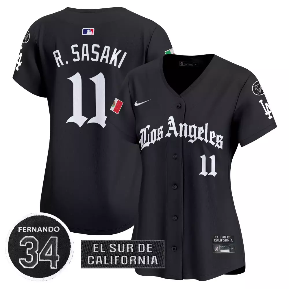 R Sasaki 11 Los Angeles Dodgers Jersey Black City Connect Mexico Flag El Sur De California