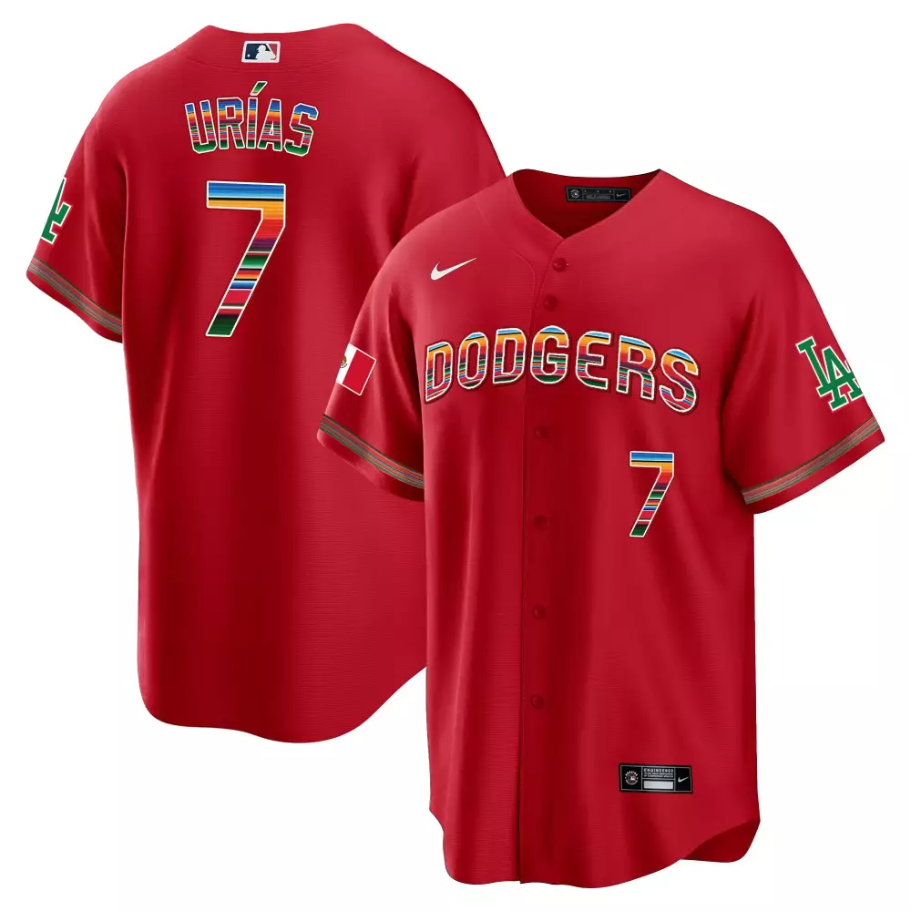 Julio Urias 7 Dodgers Jersey Red Cinco De Mayo Mexico Flag 2023 Men Custom Design