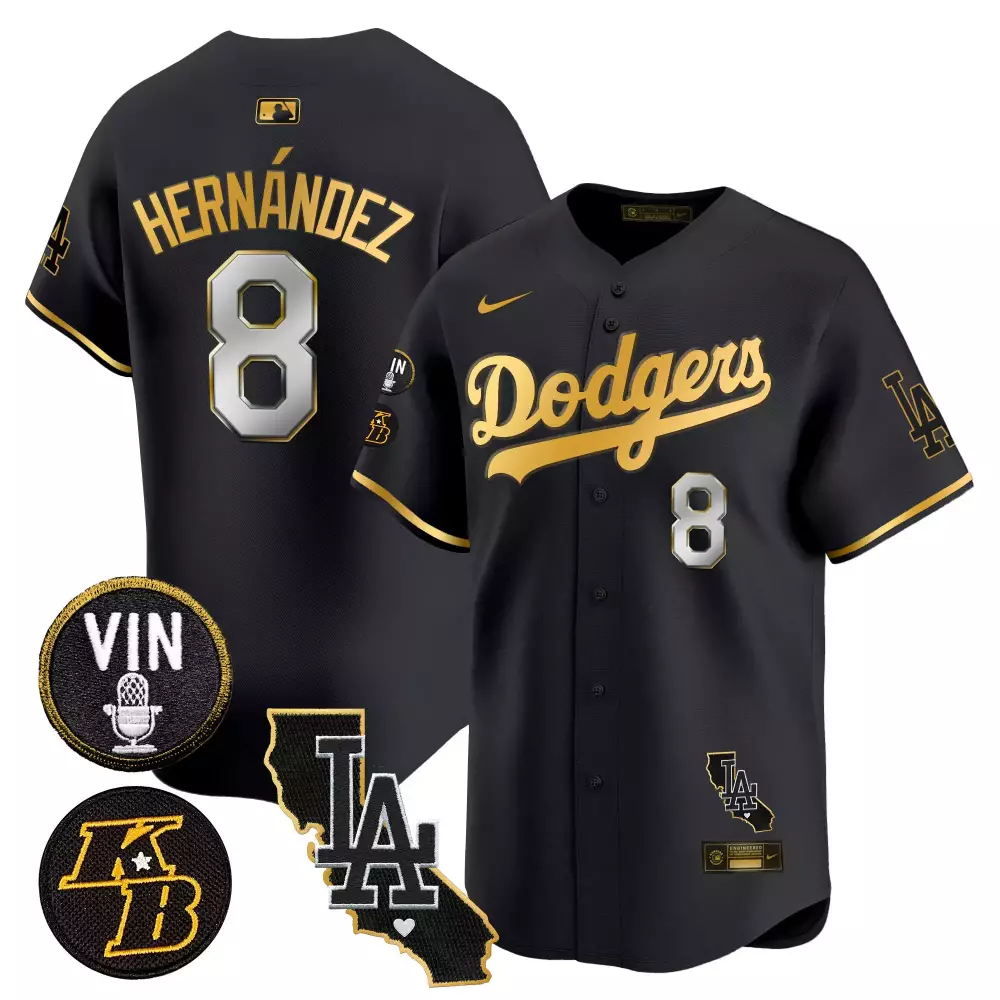 Kike Hernandez 8 Dodgers Jersey Black City Connect Vin Scully California Shape 2023