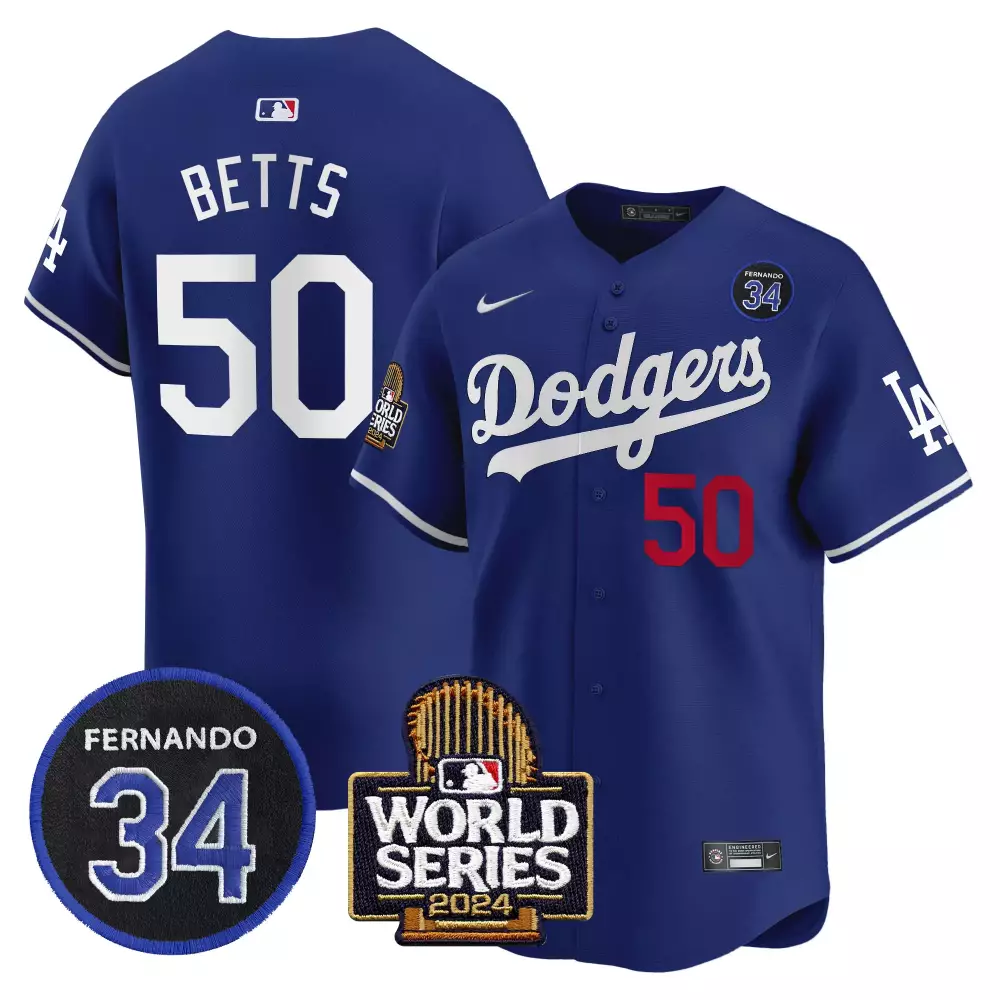 Mookie Betts 50 Dodgers Jersey Blue World Series 2024 Fernando 34 Men White Red Vapor