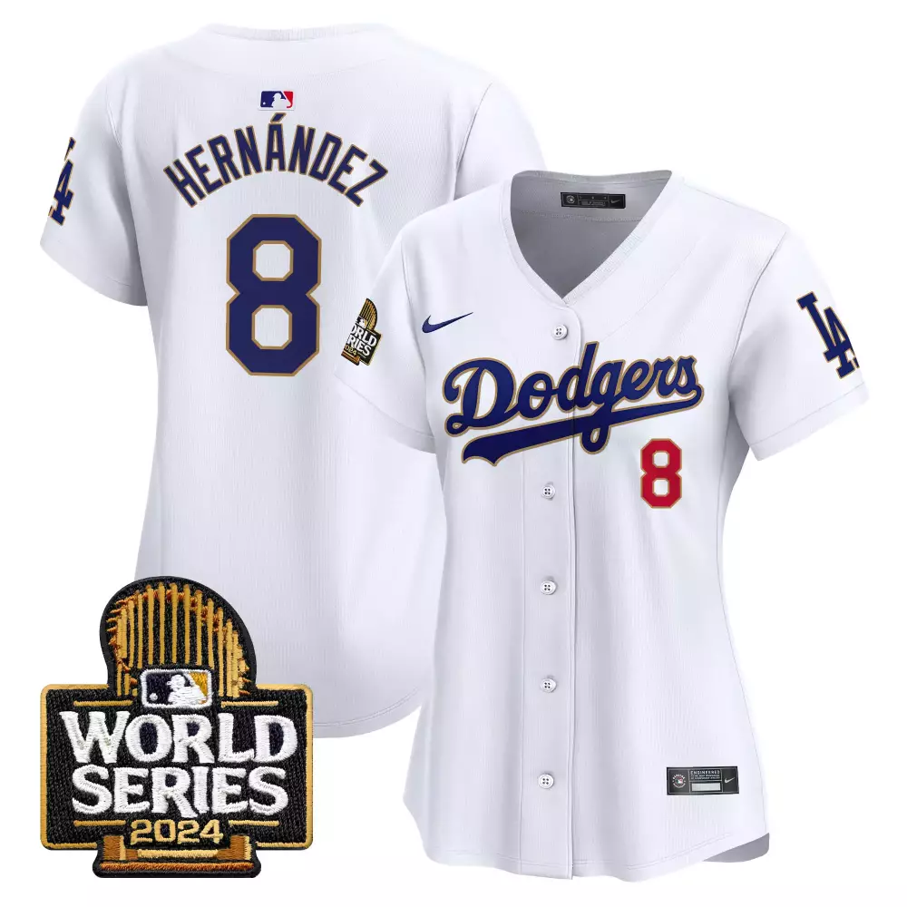 Jonathan Hernandez 8 Dodgers Jersey White World Series 2024 Men Blue Red Vapor Premier