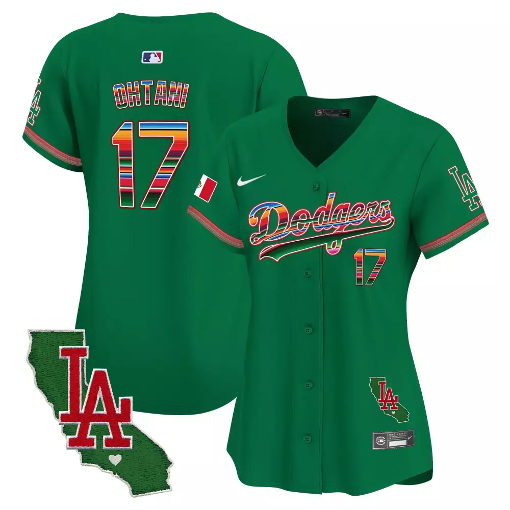 Shohei Ohtani 17 Dodgers Jersey Green City Connect Mexico Flag Men Split Design Red