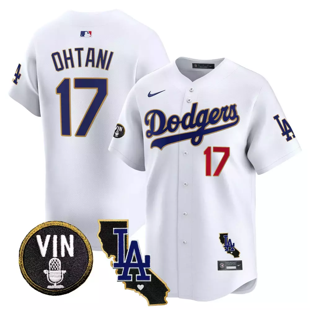 Shohei Ohtani 17 Dodgers Jersey White City Connect Vin California State LA 2023 Men