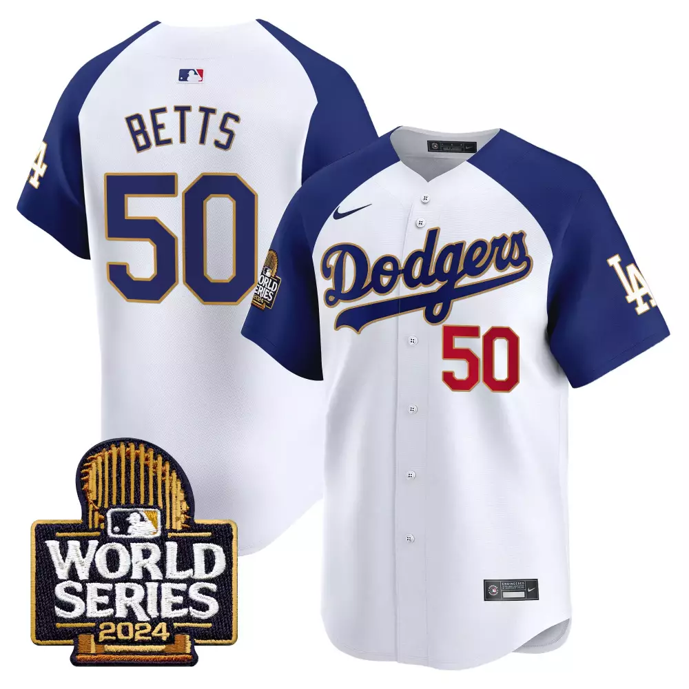 Mookie Betts 50 Dodgers Jersey White World Series 2024 Men Blue Red Alternate Vapor