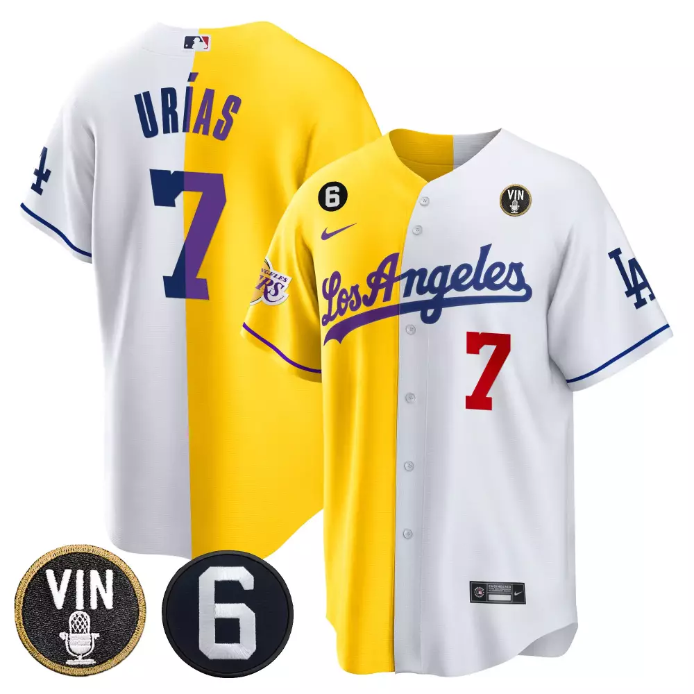 Julio Urias 7 Los Angeles Dodgers Jersey White MLB X NBA Crossover Vin 2023 Men Split