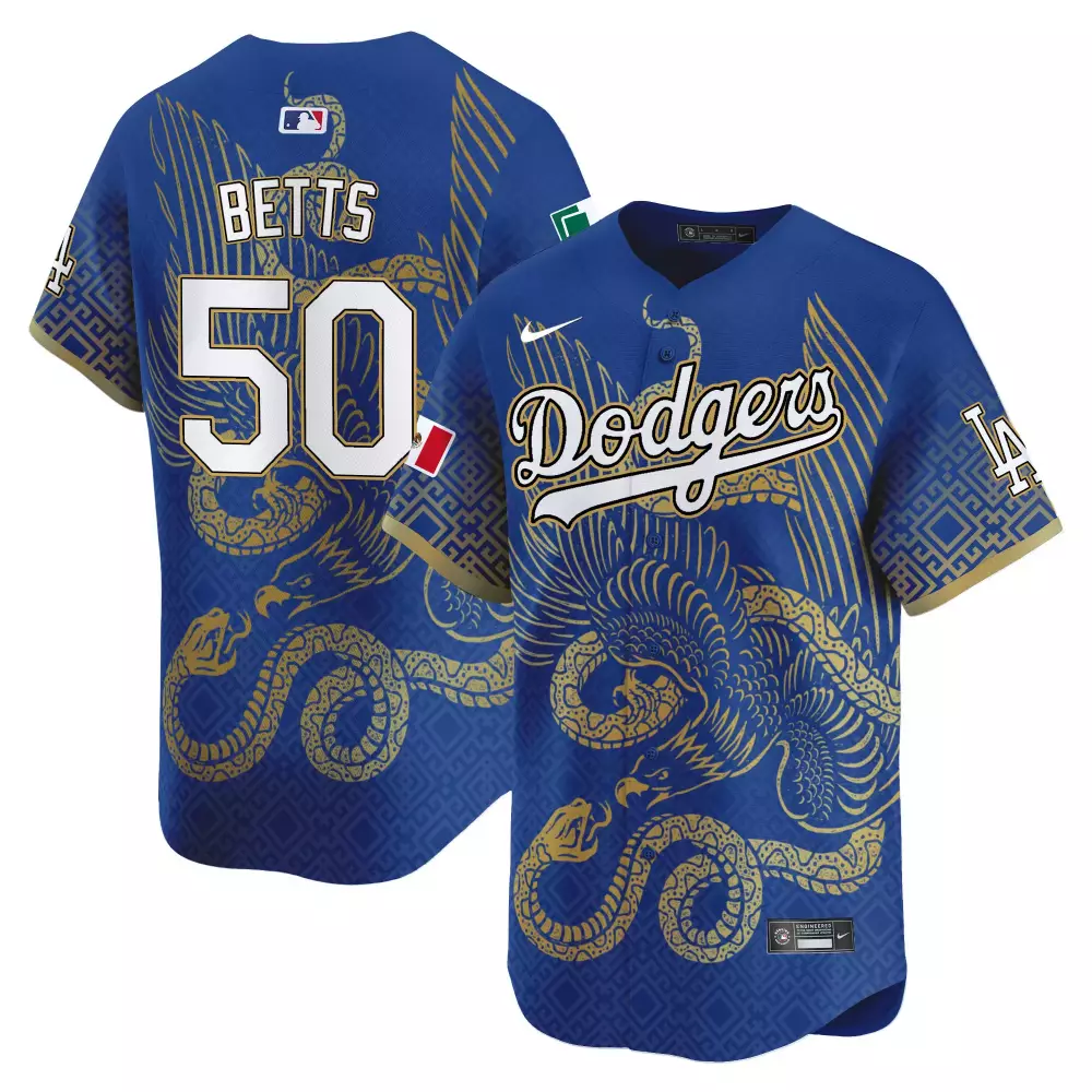 Mookie Betts 50 Dodgers Jersey Blue City Connect Men Custom Design Gold White Vapor