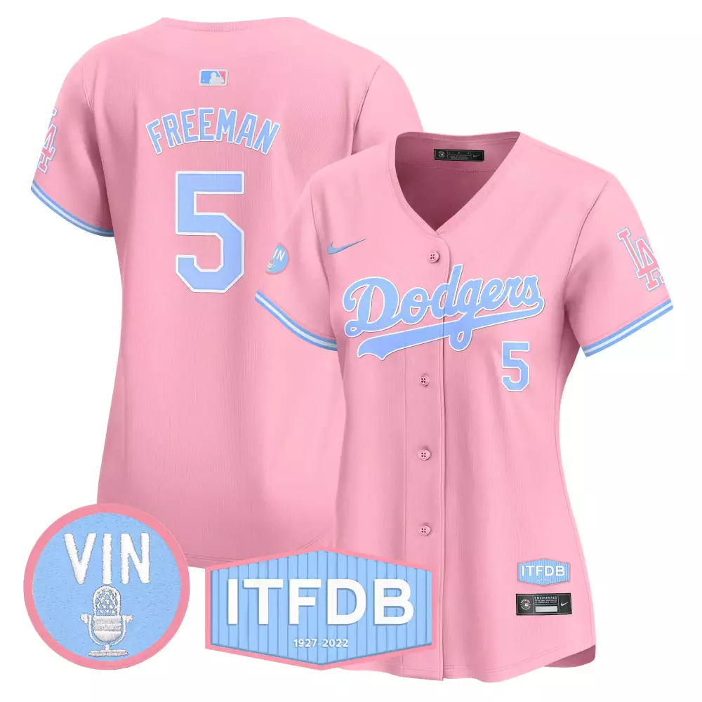 Freeman 5 Dodgers Jersey Pink Breast Cancer Awareness Vin Itfdb 1927-2022 Men Alternate