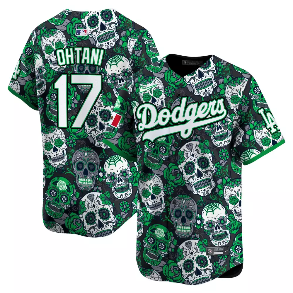 Shohei Ohtani 17 Dodgers Jersey Black Men Alternate Custom Design Green White Vapor