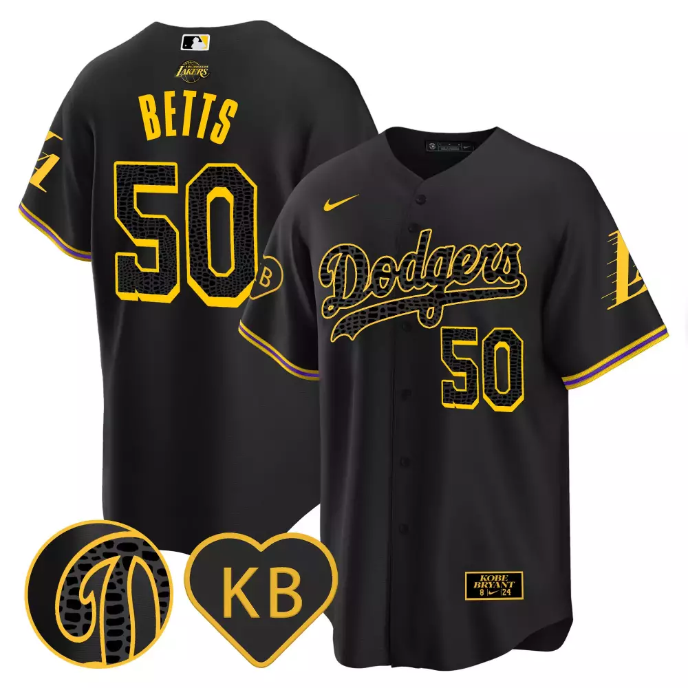 Mookie Betts 50 Dodgers Jersey Black City Connect Lakers Kobe Bryant 24 Men Split Design