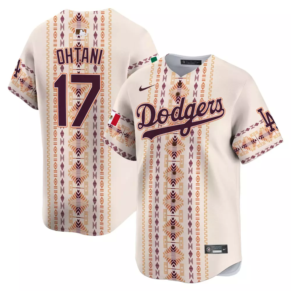 Shohei Ohtani 17 Dodgers Jersey Cream Day Of The Dead Mexican Flag 2024 Men MLB City Connect