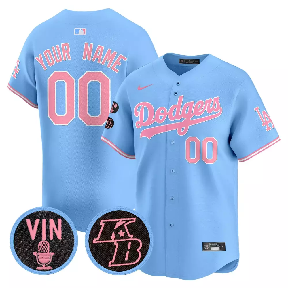 Custom Dodgers Jersey Light Blue Vin Scully Lakers 2024 Men Alternate Pink Unisex