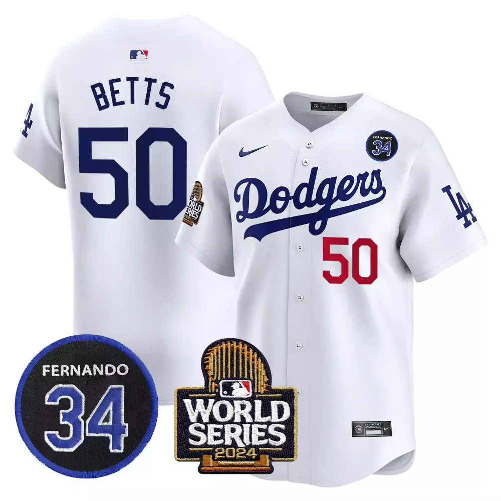 Mookie Betts 50 Dodgers Jersey White World Series 2024 Fernando 34 Men Blue Red Vapor