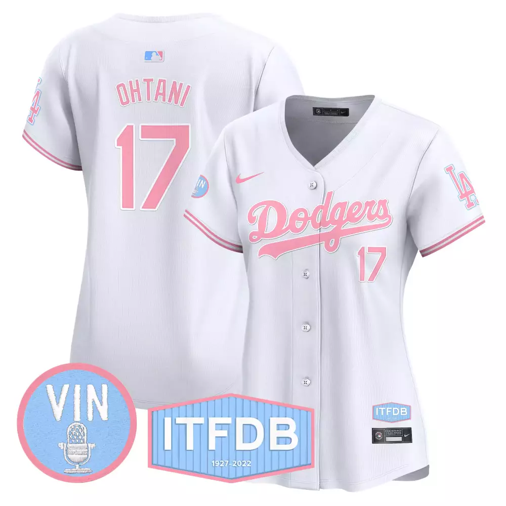 Ohtani LA 17 Dodgers Jersey White Vin Itfy Men Alternate Pink Light Blue Stitched