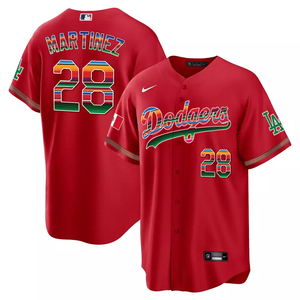 Jd Martinez 28 Dodgers Jersey Red Mexico Flag Men Split Custom Design Green White