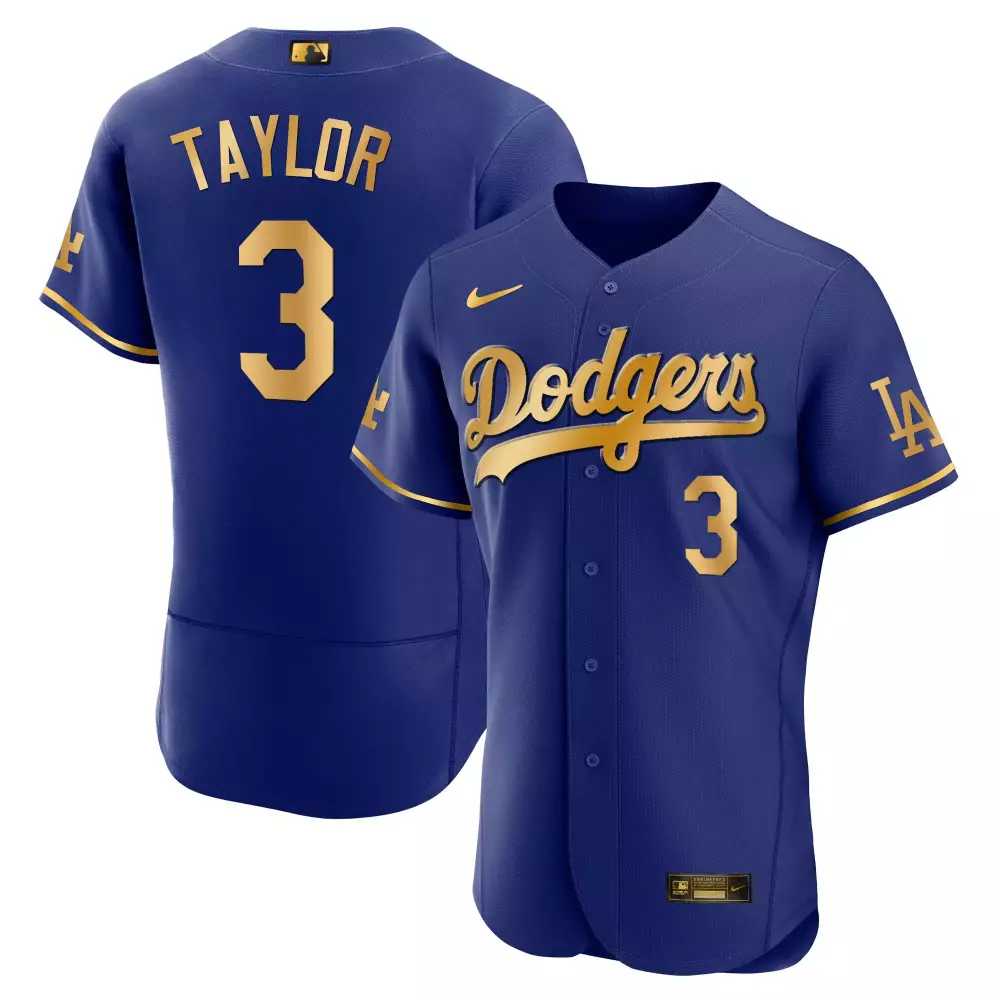 Chris Taylor 3 Dodgers Jersey Royal Blue Men Gold Stitched