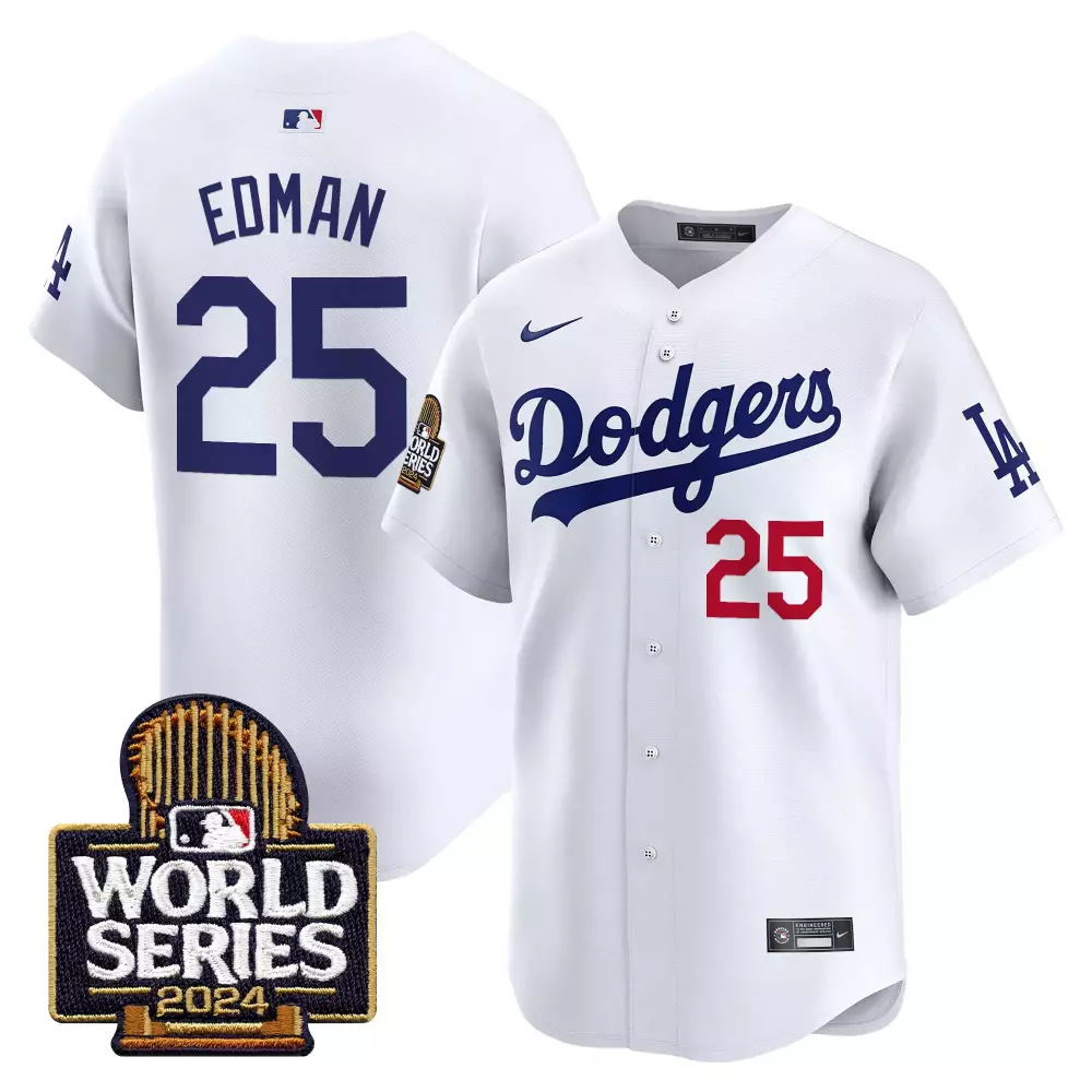 Tommy Edman 25 Dodgers Jersey White World Series 2024 Men Blue Red Vapor Premier