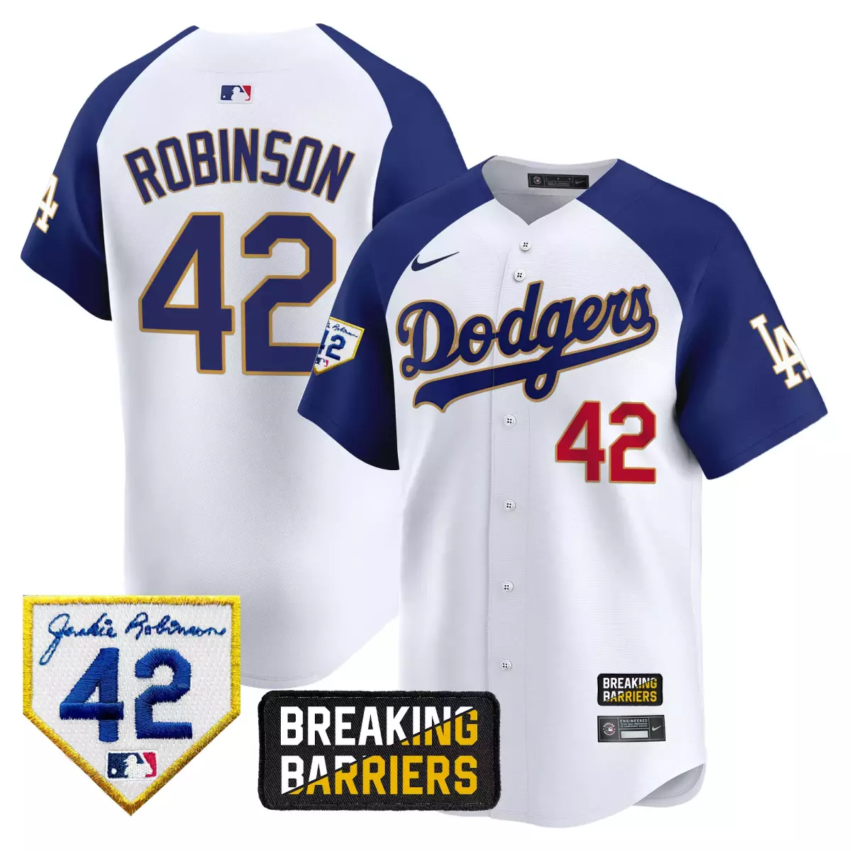 Robinson Jackie 42 Dodgers Jersey White Day Breaking Barriers 2023 Men Split Design