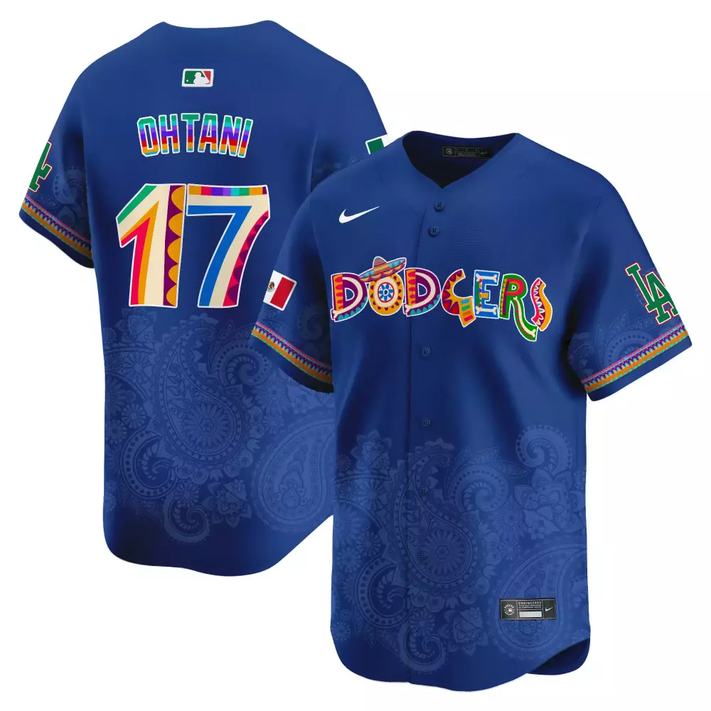 Shohei Ohtani 17 Dodgers Jersey Royal Blue Cinco De Mayo Men Button-up Custom Design