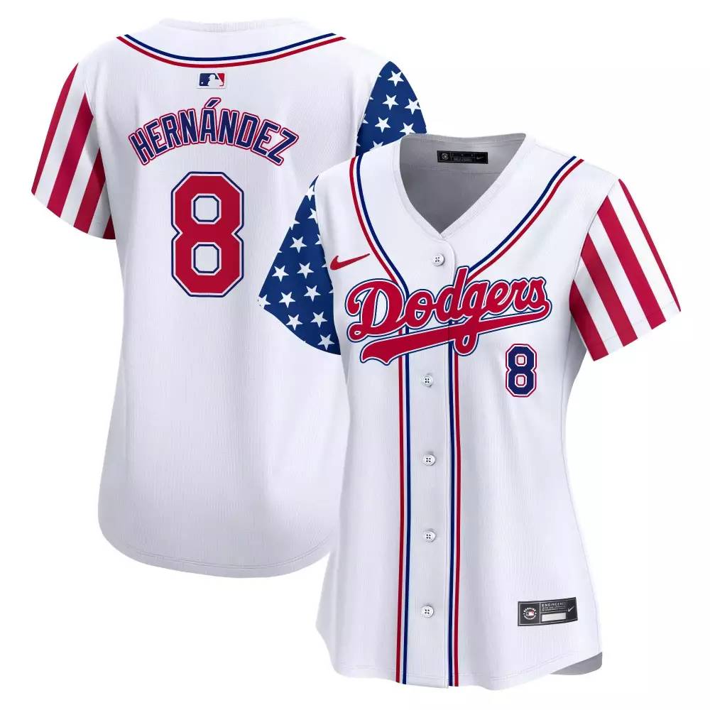 Kike Hernandez 8 Dodgers Jersey White Women Alternate Custom Design Red Blue Vapor