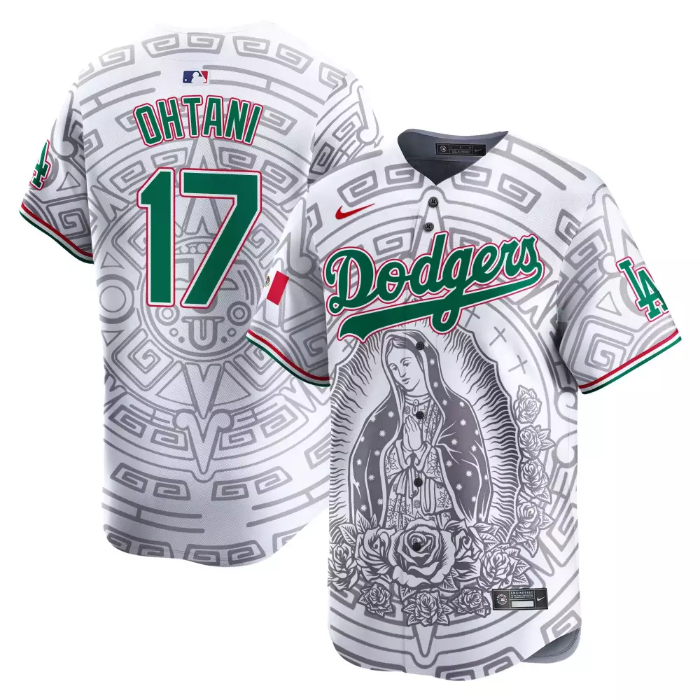 Shohei Ohtani 17 Dodgers Jersey White Mexican Heritage Men Custom Design Green Red