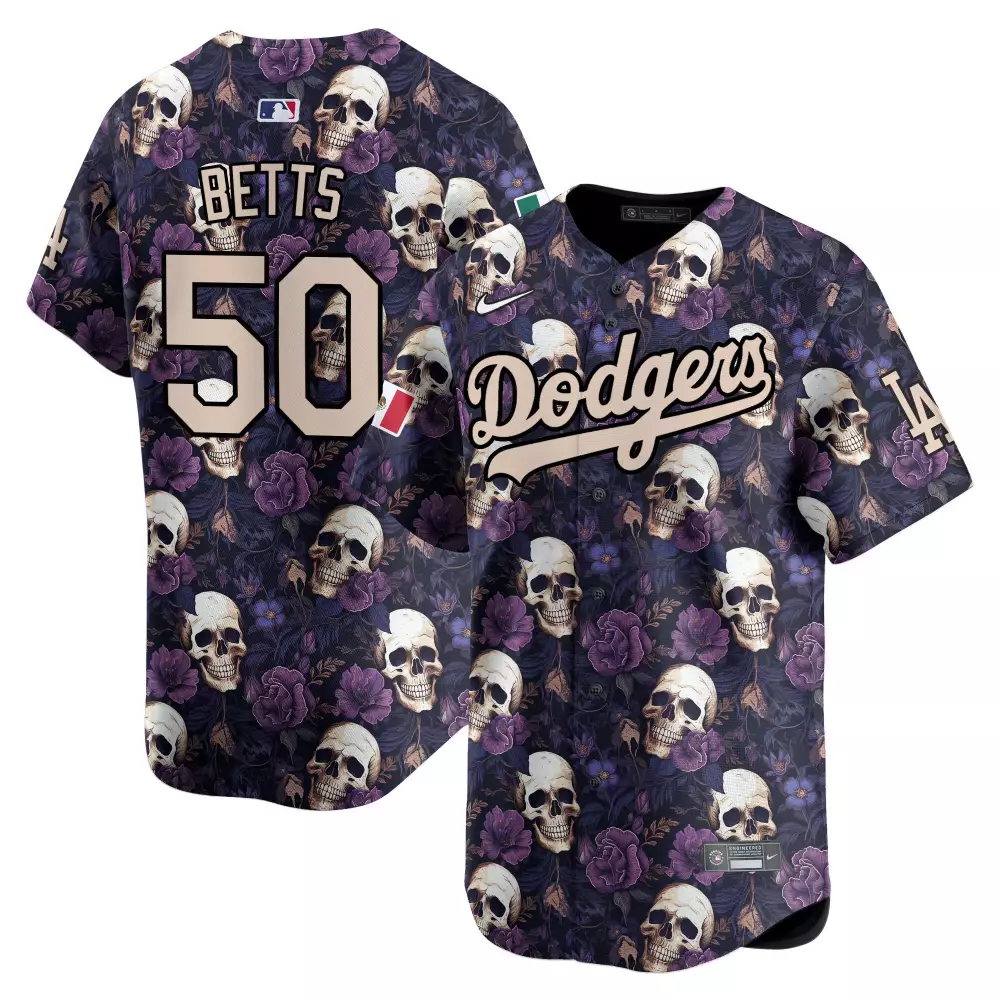 Mookie Betts 50 Dodgers Jersey Purple Men Alternate Custom Design Tan Black Vapor