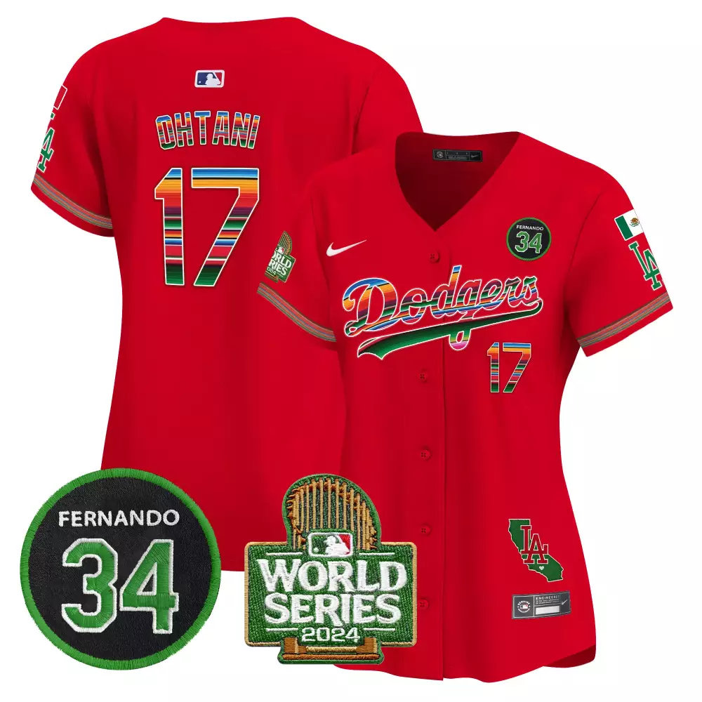 Shohei Ohtani 17 Dodgers Jersey Red City Connect World Series 2024 California Men