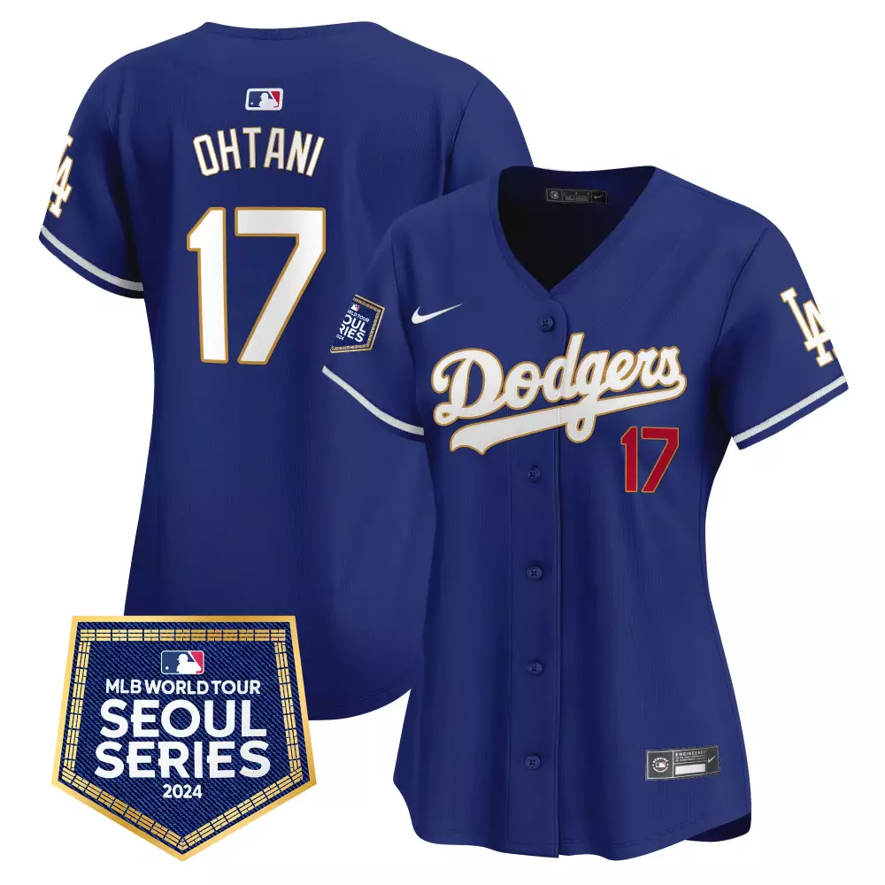 Shohei Ohtani 17 Dodgers Jersey Blue Seoul Series 2024 White Red Vapor Premier Limited