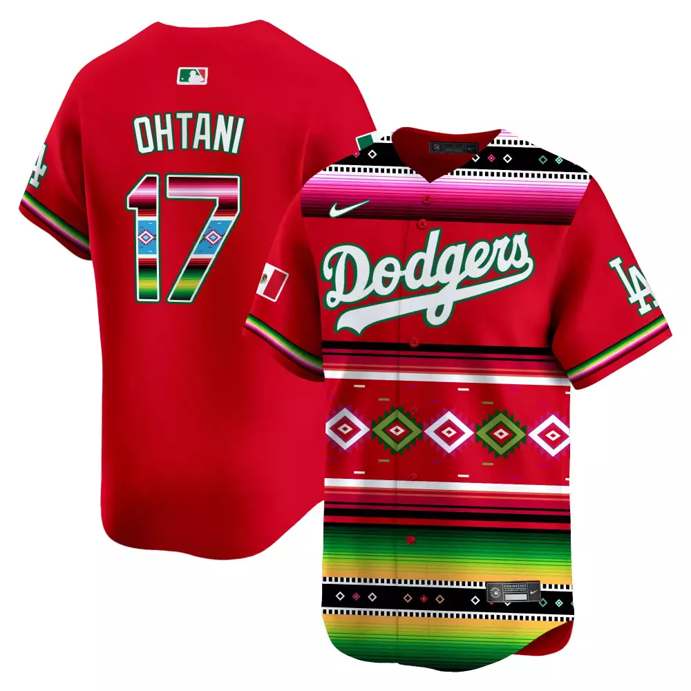 Shohei Ohtani 17 Dodgers Jersey Red Los Angeles Mexican Heritage Men Custom Design